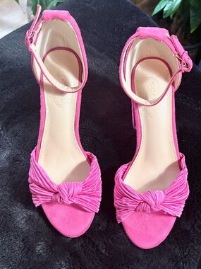 Women's Pink Knot Front Ankle Strap Heels
